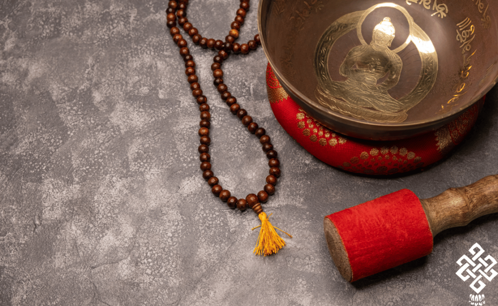 TMC Retreats & Events Page Image has a singing bowl, traditional mala